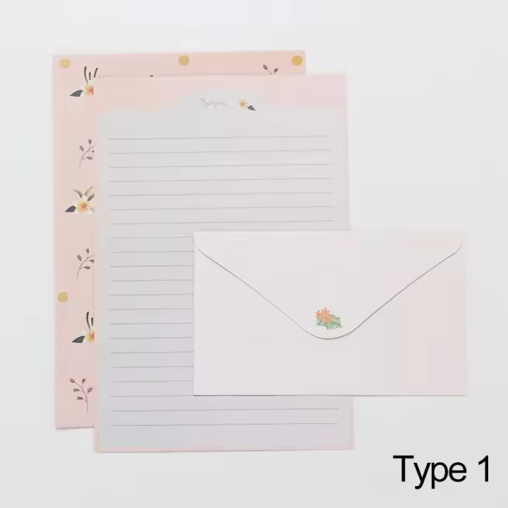 Papel de escritura con patrón Floral de animales de dibujos animados, 6 piezas, sobres, 3 piezas, papelería, variedad de diseños - 1