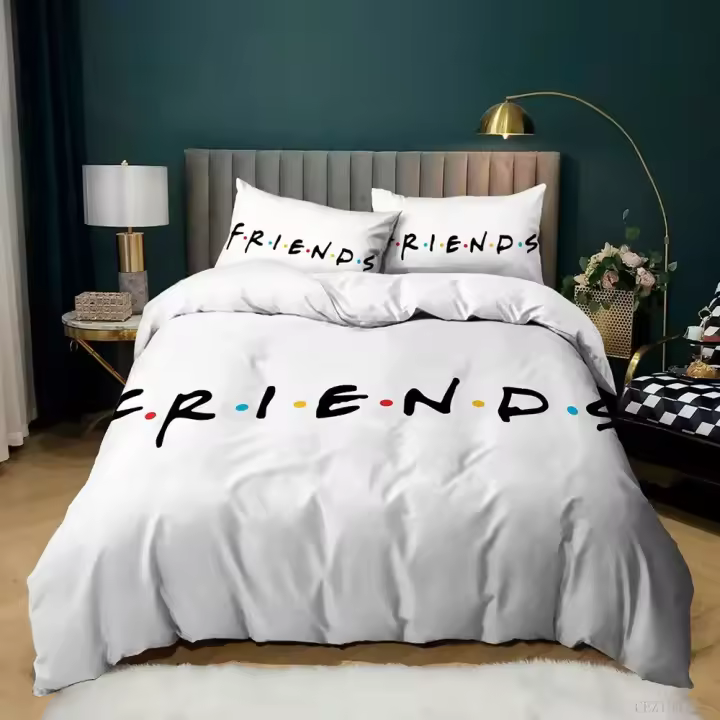 Juego de Ropa de Cama con Estampado 3D de Friends Tv Show para Niños y Adultos en Tamaño Twin Queen Cover de Edredón y Funda de Almohada Material Suave y Duradero - 1