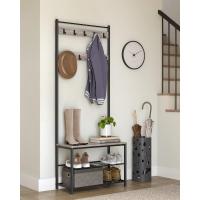 Perchero con Estante para Zapatos, Mueble de Entrada con Banco, 3 en 1, Marco de Acero, para Entrada y Pasillo, 32 x 70 x 177 cm, Estilo Industrial, Marrón Castaño y Negro HSR041B41 - details 17