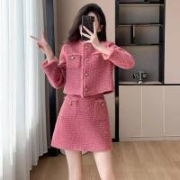 Otoño/Invierno nuevo conjunto elegante de dos piezas: chaqueta y falda de lana elegantes y gruesas, traje de dama sofisticado gran oferta - details 5