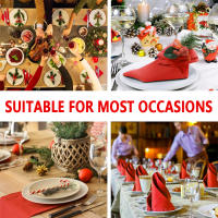 Juego de 6/12/24 servilletas de tela decorativas navideñas de color sólido de 40x40cm adecuadas para restaurantes y reuniones familiares - details 1