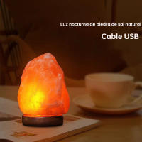 Natural Himalayan Salt Lamp, Multicolor, USB Version, Wooden Base - Creates a Relaxing and Healthy Environment - details 1