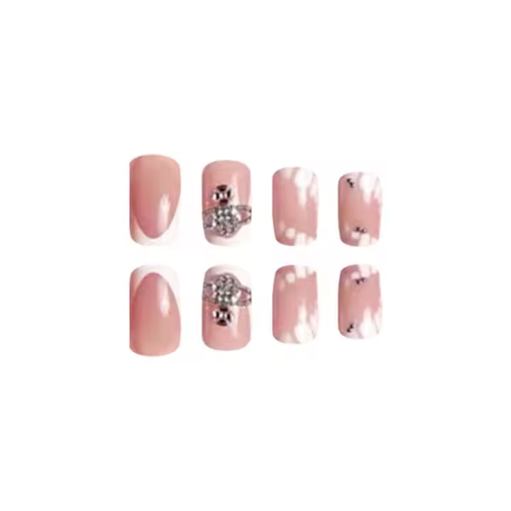 Nail Art Square Uñas artificiales desnudas con puntas blancas para principiantes - 1