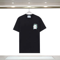 Camiseta Deportiva de Algodón Puro para Hombres Cuello Redondo, Estampado de Logotipo Delantero, Estilo Básico Casual para el Verano - details 11