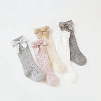 Calcetines de malla de algodón para niños y bebés, medias transpirables hasta la rodilla con lazo - details 0