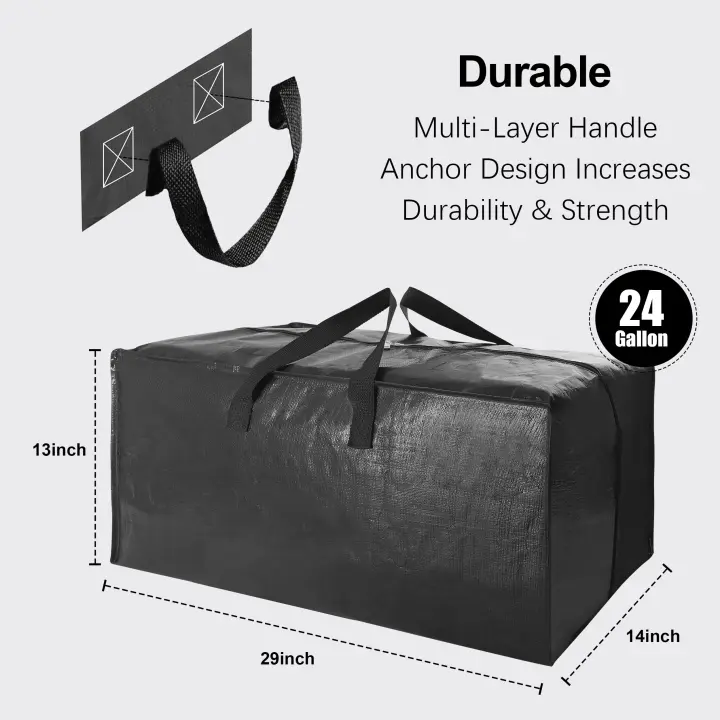 Bolsas de Mudança Extra Grandes y Resistentes Mango Fuerte, Cierre de Cremallera, Almacenamiento Compacto, Plegable, Alternativa a Caja y Cubo Juego de 6, Multicolor - 1