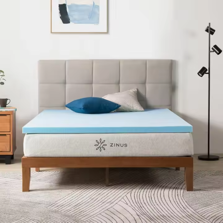 Colchón Zinus Cubrecolchón 135x190 cm - Altura 5 cm - Gel Refrescante Colchón en Memory foam - 1