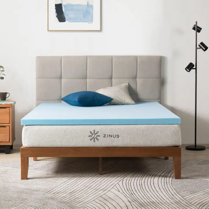 Colchón Zinus Cubrecolchón 135x190 cm - Altura 5 cm - Gel Refrescante Colchón en Memory foam - 1