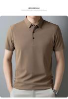 Polos hombre manga corta ropa hombre Primavera verano nuevos hombres Casual Waffle manga corta Polo moda Color sólido Top - details 7