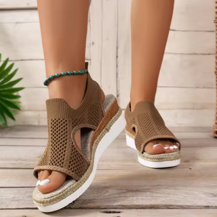Sandalias de tacón de cuña para mujer, zapatos informales a la moda de verano - 1