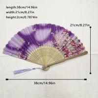 Elegante abanico de mano con tema de princesa mariposa morada con borla, accesorio de danza artesanal tradicional, abanico plegable decorativo para actuación y accesorio de disfraz - details 3