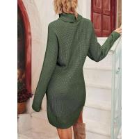 Vestido de punto elegante para mujer cuello redondo, color sólido, estilo elegante - details 7