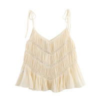 OUWU Tops Cortos Sexys para Mujer Camisetas Sin Mangas Recortadas con Volantes - details 1