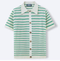 Nuevo suéter de punto de verano para hombres, camisa POLO informal de lana a rayas para hombres - details 5