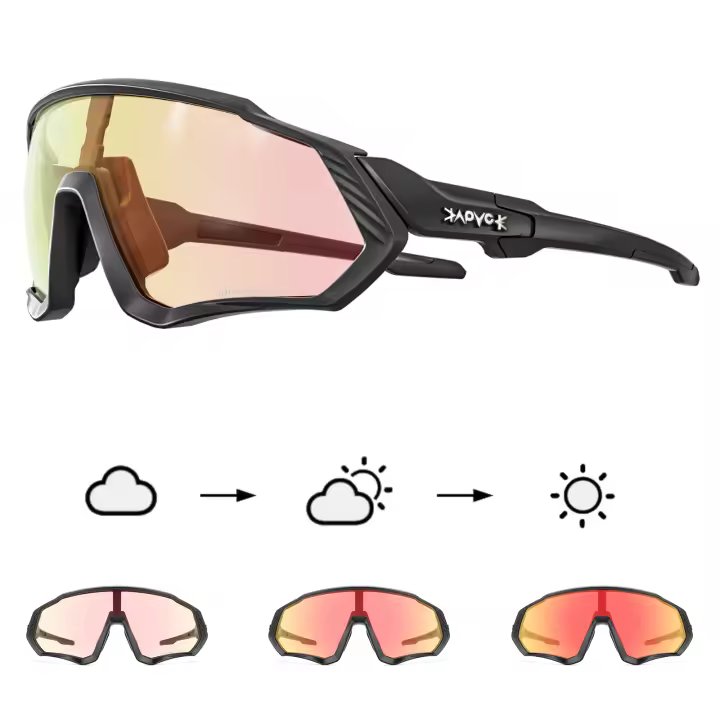 Kapvoe-gafas fotocromáticas para ciclismo, lentes de sol para deportes al aire libre, montura integrada para miopía, UV400 - 1
