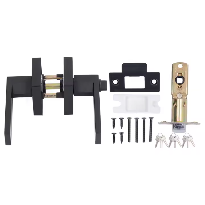 Palanca de puerta de latón de aleación de Zinc, manija de puerta interior de aspecto moderno negro resistente para pasillo de armario de pasillo - 1