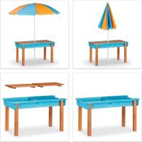 Mobiliario Infantil para jardín, Conjunto con Mesa, Dos Bancos y sombrilla, Muebles de Exterior, Madera, Multicolor - details 5
