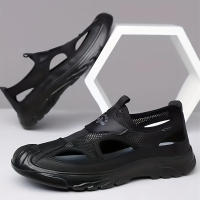 Sandalias Deportivas Transpirables para Hombres Color Sólido, Zapatillas Casuales de Toda Temporada, Ligeras y Duraderas, Antideslizantes con Tejido Superior y Interior, Suela de PU y Plantilla - details 4