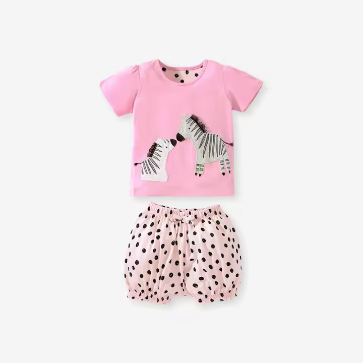 Traje de los niños de verano nueva ropa de los niños lindo punto lunares algodón niñas traje - 1