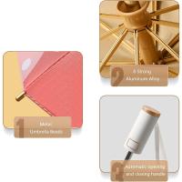 Paraguas plegable dorado automático de viaje, pequeño y ligero, 8 varillas, botón de apertura y cierre automático, portátil, mango ergonómico, protección UV 99 - details 4