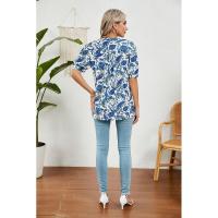 Camiseta holgada con estampado vintage para mujer, ropa de manga corta de estilo coreano a la moda, Top informal con cuello en V para mujer - details 7