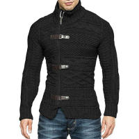 Suéter de cuello alto para hombre, chaqueta de punto de manga larga con botones, ropa de talla grande, otoño e invierno, 2024 - details 2