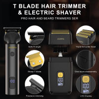 Hatteker-Juego de cortadora de pelo profesional para hombres, Afeitadora eléctrica para hombres, recortadora corporal calva, cortadora de cabello de carga rápida USB, 2 máquinas - details 7
