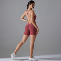 Hamidou-Conjunto de Yoga con espalda descubierta para mujer, Body de Fitness de alta elasticidad, ropa de gimnasio deportiva, Top corto de Fitness, Shockpro - details 27