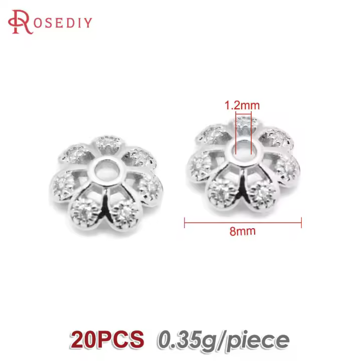 20 piezas de latón y circonita de Color dorado de 18K, tapas de cuentas de flores, suministros de joyería Diy de alta calidad, accesorios para collares y pendientes - 1