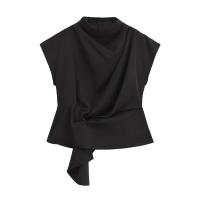 OUWU Elegante Corset de Satén de Color Puro con Cuello Doblado para Mujer - details 4
