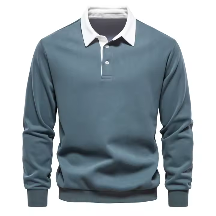 día del padre Otoño Camisa de suéter de manga larga para hombre Camisa deportiva informal de manga larga de color sólido Camisa deportiva informal de alta calidad para hombre - 1