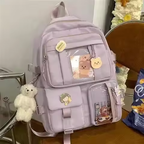 Mochila escolar de lona para adolescentes y niños, morral escolar para ordenador portátil, bolsa de viaje - 1