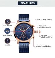 Reloj deportivo de acero inoxidable para hombre de lujo premium, 44,5 mm, multifuncional, moda, oro, negro, negocios, 3 bar, resistente al agua, reloj de pulsera de cuarzo para hombre - details 10
