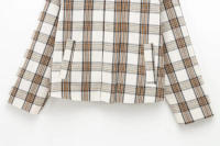 TRAFZA 2025 Chaqueta corta de calle alta de primavera para mujer, chaquetas de manga larga a cuadros con cuello vuelto y bolsillos con cremallera para mujer, nueva moda - details 9