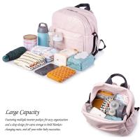 Soboba Mochila de maternidad con espacio grande y bien organizado para mamás, color rosa a cuadros, a la moda, para cochecitos - details 2
