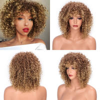 Peluca Afro rizada corta con flequillo, pelo suave sin daño, transpirable, sin olor, para disfraz de fiesta de Halloween, Cosplay - details 4
