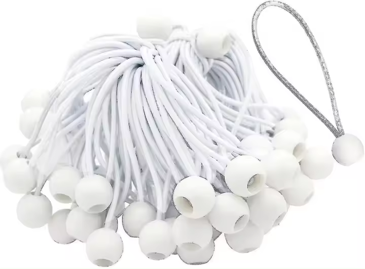 Paquete de 50 cuerdas elásticas de hebilla larga para carpas, tiendas de campaña, pancartas y lonas - 1
