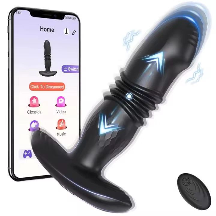 Embalaje privado SEXY Vibrador anal telescópico inalámbrico Bluetooth APP Control remoto Masajeador de próstata Butt Plug para hombres Dildo Vibrador Adulto - 1