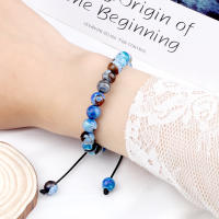 8mm hombres mujeres ágatas de fuego cuentas de ónix pulsera brazaletes curación Piedra Natural Chakra oración encanto Buda joyería ajustable regalos - details 11