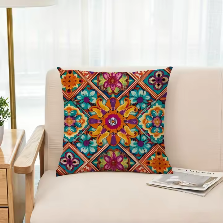 Funda de Almohada de Poliéster con Patrón Floral Impresión de Una Sola Cara Sin Núcleo de Almohada - 1