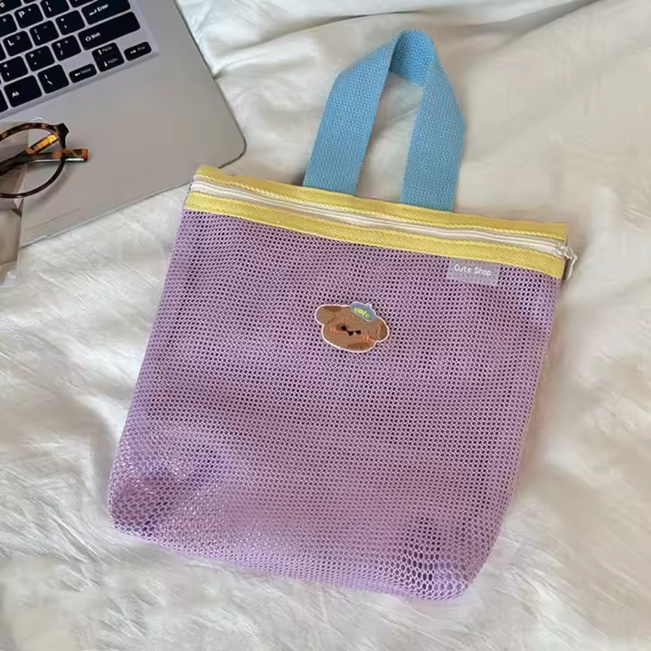 Bolsa de almacenamiento para el cuidado de la piel, bolsa de cosméticos para mujer, papelería para estudiantes, lápiz labial, bolsa de almacenamiento de malla, brocha de maquillaje de gran capacidad - 1