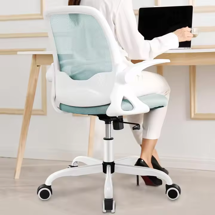 Computadora de malla transpirable, cómoda silla giratoria con reposabrazos abatibles y altura ajustable - 1