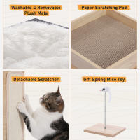 PAWZ Road Camita para gatos con dos grandes condominios, almohadilla rascadora, rascadora para gato desmontable, casa de madera para gatos con tapetes mullidos, muebles para gatos y juguetes para gatos - details 13
