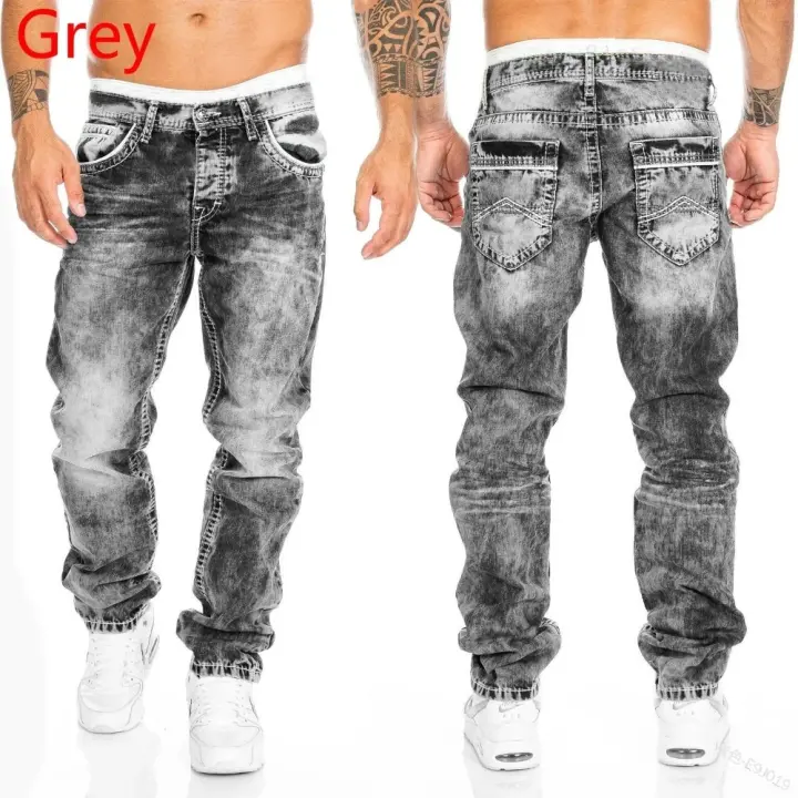 Pantalones Vaqueros Negros para Hombre Pantalones Ajustados Informales Grises de Alta Calidad - 1