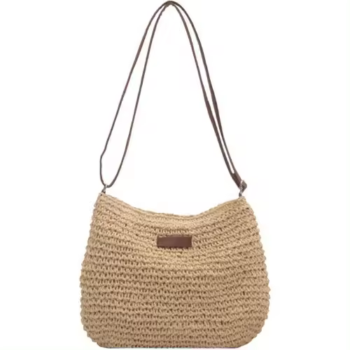 Diario INS, Bolso de trabajo simple a juego para la axila, Bolso tejido de paja de papel kraft, Bolso de mujer - 1