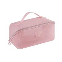 Bolsa de maquillaje de mano de malla portátil informal, bolsa de aseo de almacenamiento con cremallera ligera, estuches de cosméticos cuadrados de gran capacidad para exteriores - details 3