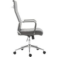 Silla De Oficina Kolumbus En Simil Cuero & Base De Metal con Ruedas I Silla De Escritorio Ergonómica & Regulable En Altura, Color:Gris - details 3