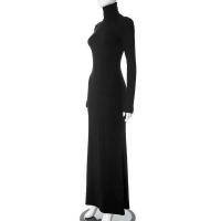 Elegante Vestido Largo con Cuello Alto Moda de Invierno Criptográfica para Mujeres - details 13