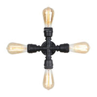 Candelabros de pared Vintage E27, lámpara de tubo de agua con interruptor O, lámpara Steampunk para pasillo y sótano, color negro - details 2