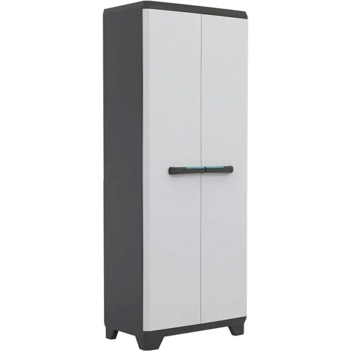 Armario Linear Escobero Almacenamiento de Resina con 2 Puertas y 3 Baldos Negro/Gris - 1